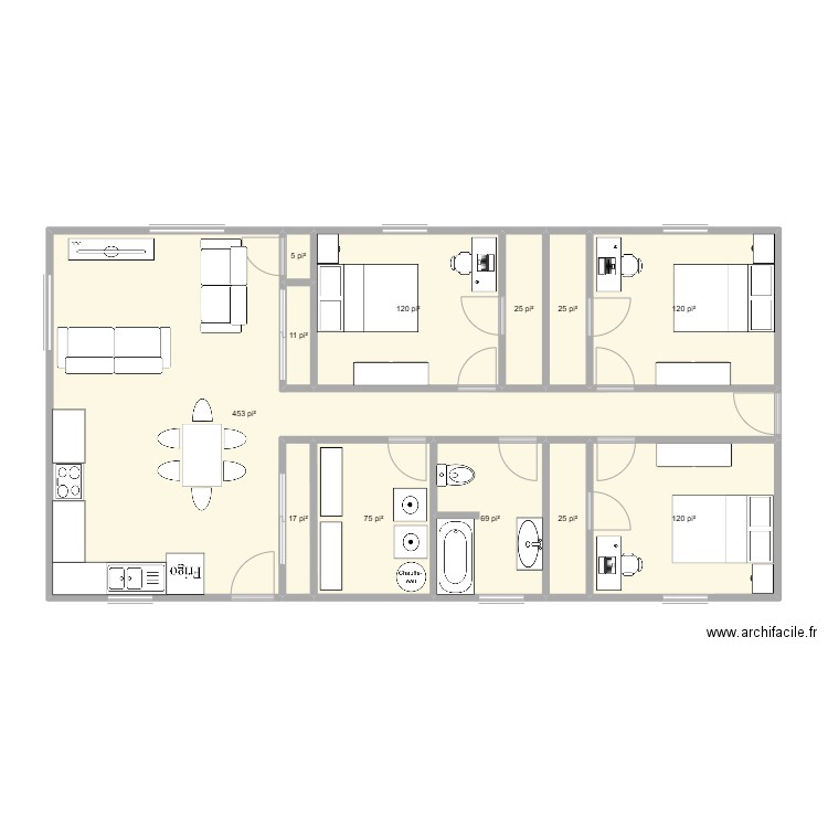 Maison Employés 3. Plan de 12 pièces et 99 m2