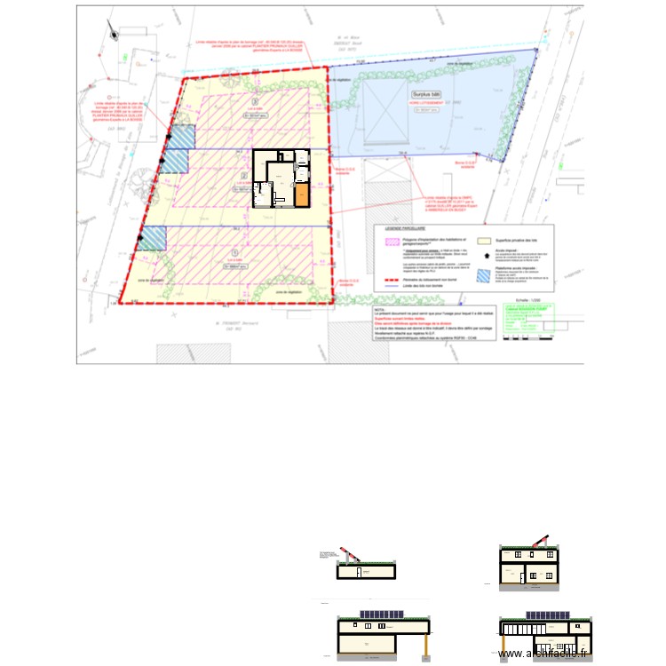 plan de coupe. Plan de 24 pièces et 454 m2