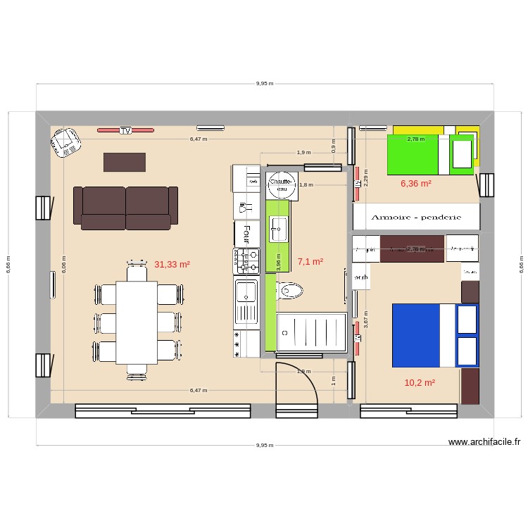 2ch 55m2 new3. Plan de 0 pièce et 0 m2