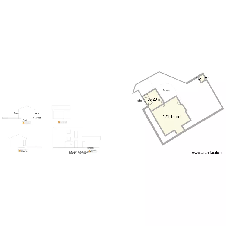 Plan de masse projet Paris Moquillon Raon l'Etape tourn&eacute;. Plan de 3  et 161 m²