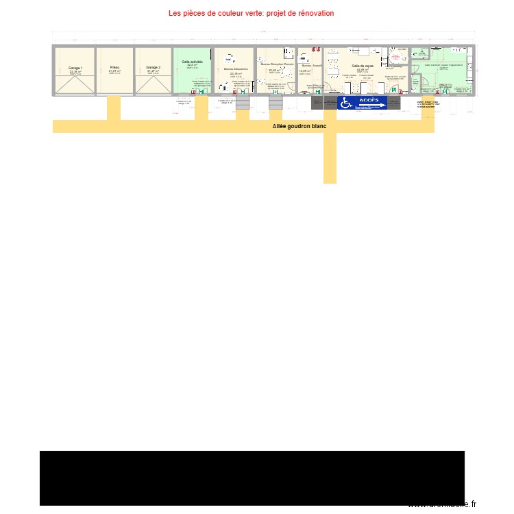 Bâtiment De Lamartine rénové avec pente PMR. Plan de 12 pièces et 235 m2