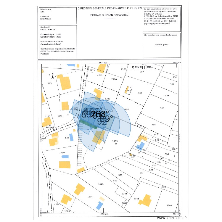 Plan masse Meximieux. Plan de 2 pièces et 891 m2