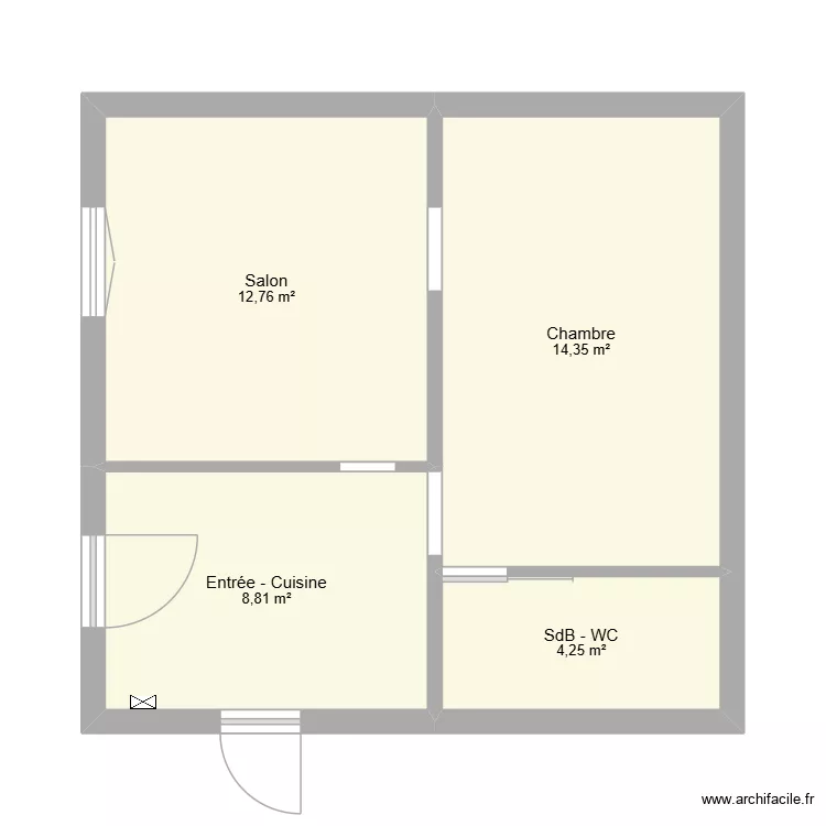 Projet Monnet - Existant. Plan de 4  et 40 m²