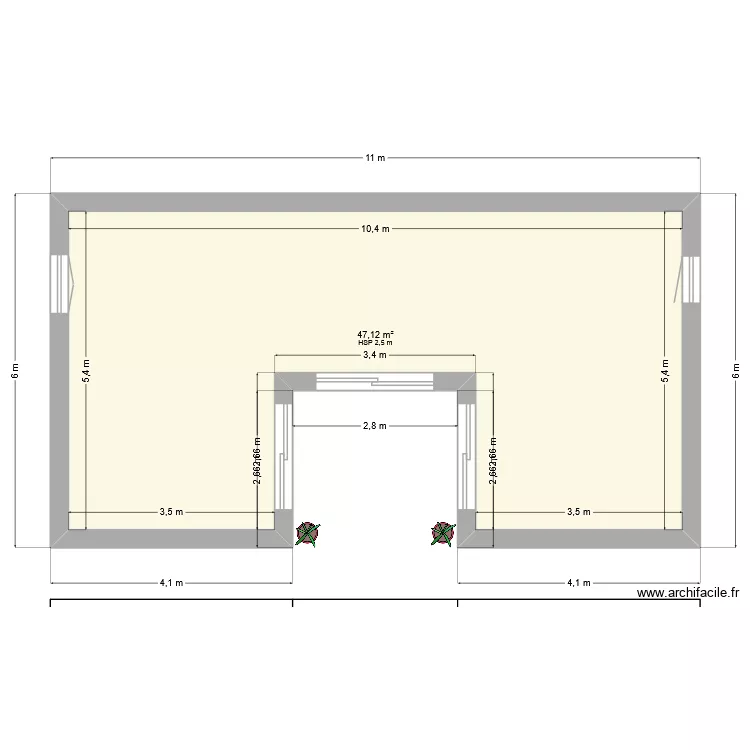 Projet 3 (vide). Plan de 1  et 47 m²