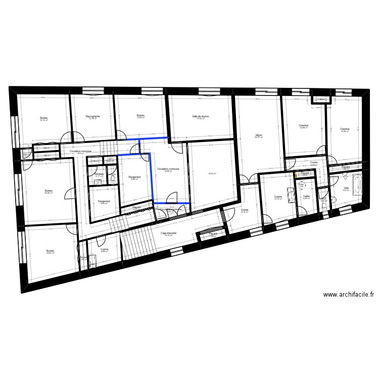 Lavelanet R+1 v2. Plan de 36 pièces et 291 m2