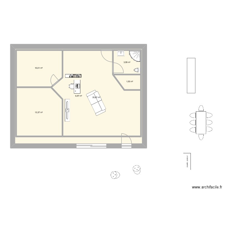 Esquisse N°4. Plan de 6 pièces et 141 m2