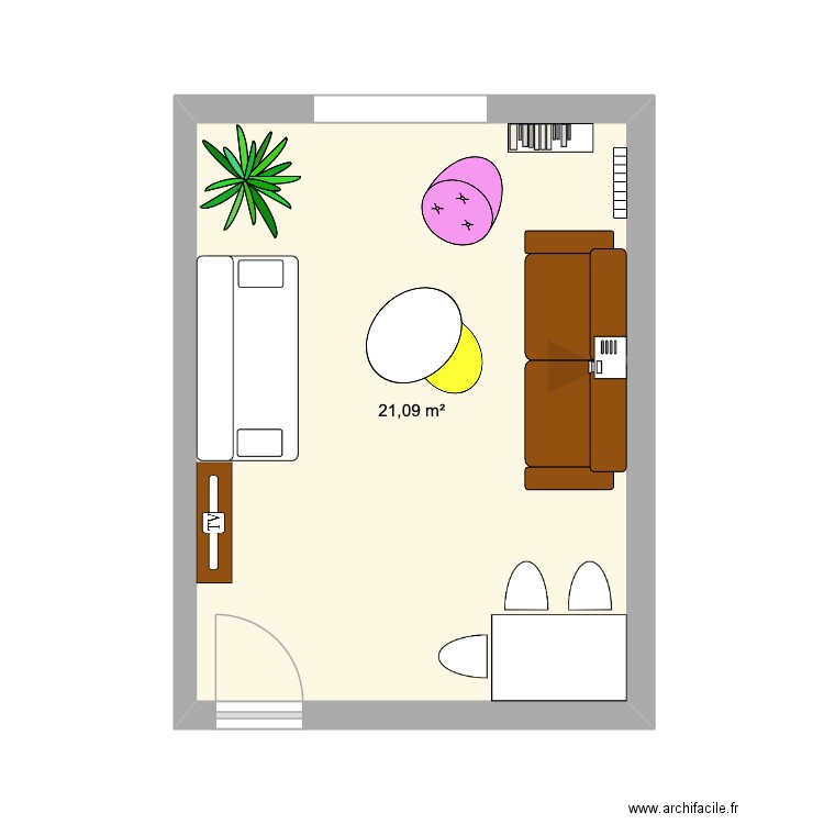 salon aulnay. Plan de 1 pièce et 21 m2