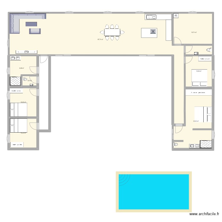 futur. Plan de 8 pièces et 181 m2