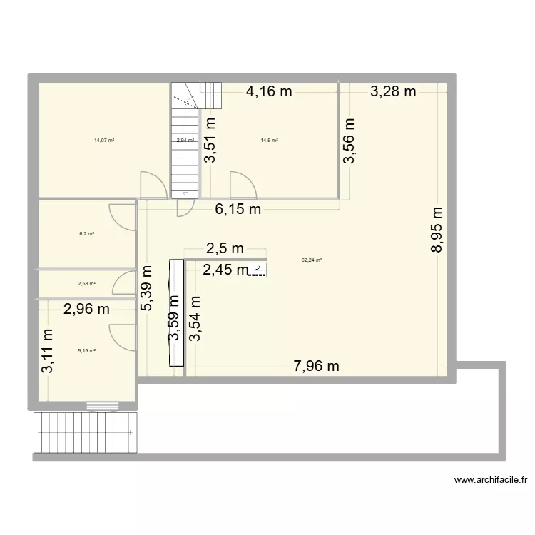DOUDOULE ET LEHLEH. Plan de 7 pièces et 112 m²