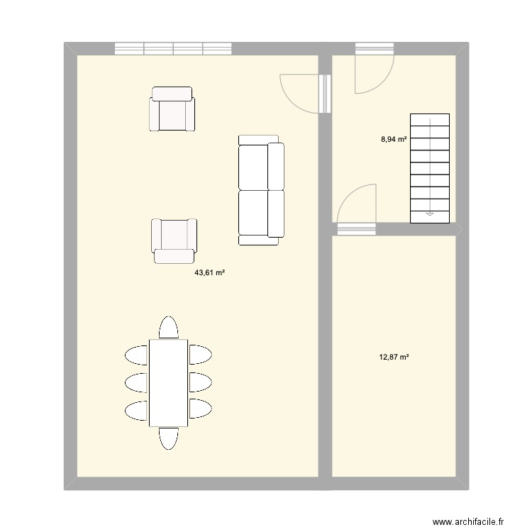 Maison. Plan de 3 pièces et 65 m2