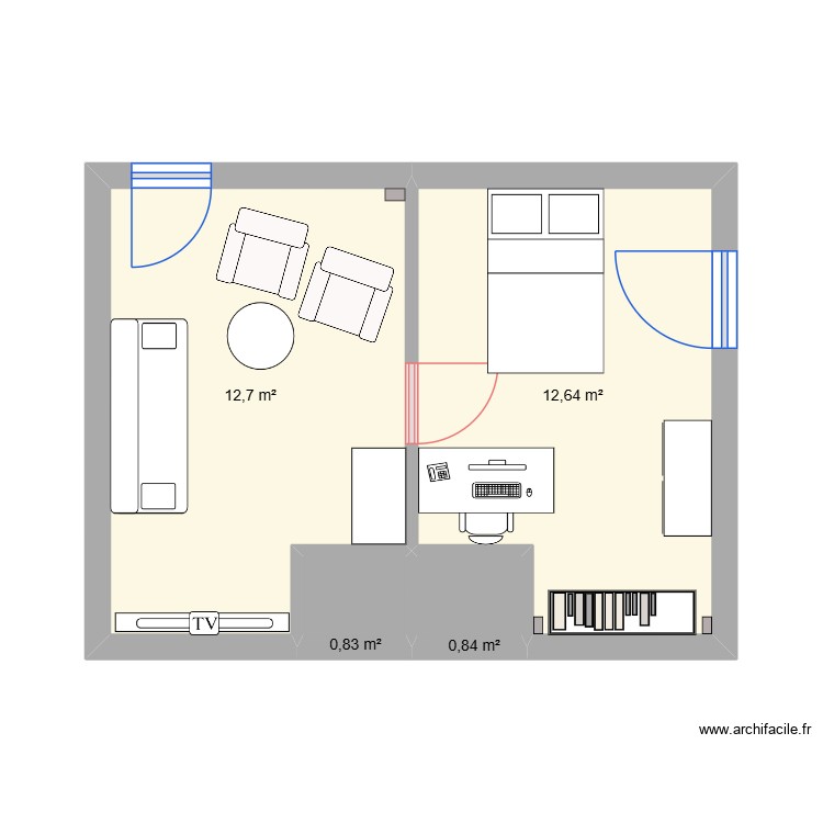 chambre du bas ACTUEL. Plan de 0 pièce et 0 m2