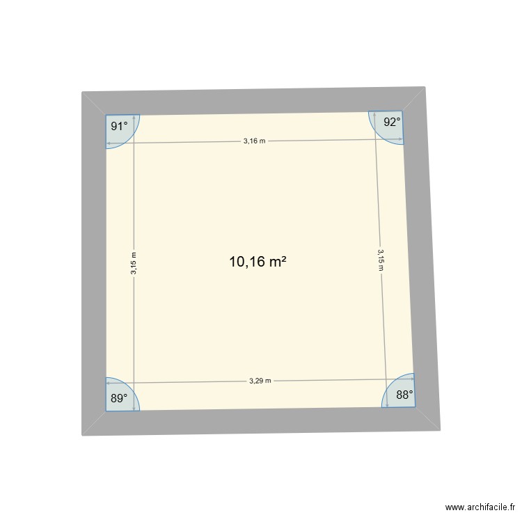 SB étage. Plan de 1 pièce et 10 m2