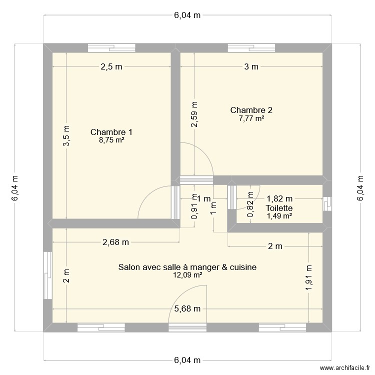 Oli 2. Plan de 4 pièces et 30 m2