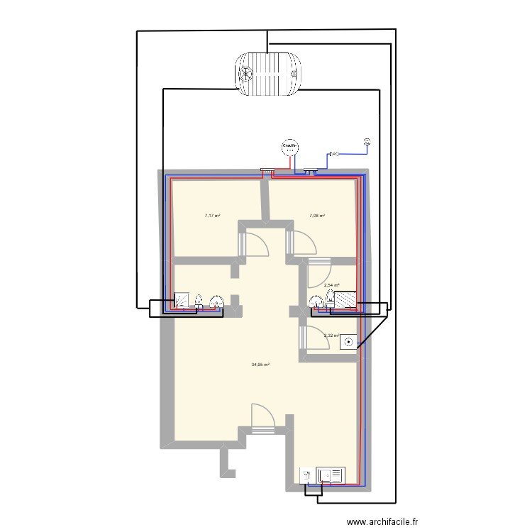 plan 2. Plan de 5 pièces et 54 m2