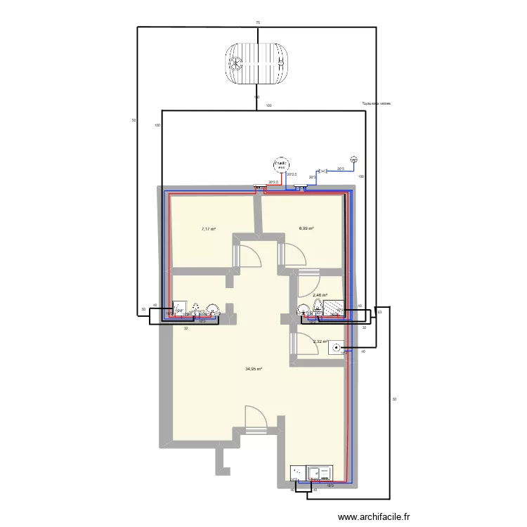 plan 2. Plan de 5  et 54 m²