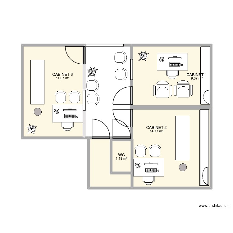 CABINET GRAVEYRON. Plan de 4 pièces et 36 m2