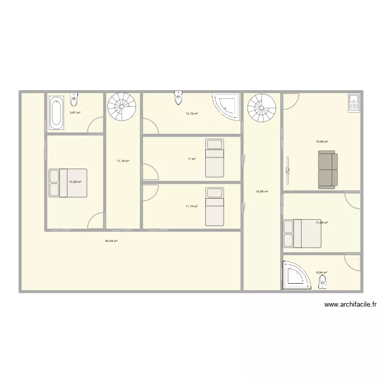 Plan-Etage-1. Plan de 11  et 159 m²