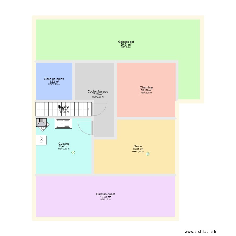 Appartement 2ème villa veyras. Plan de 8 pièces et 94 m2