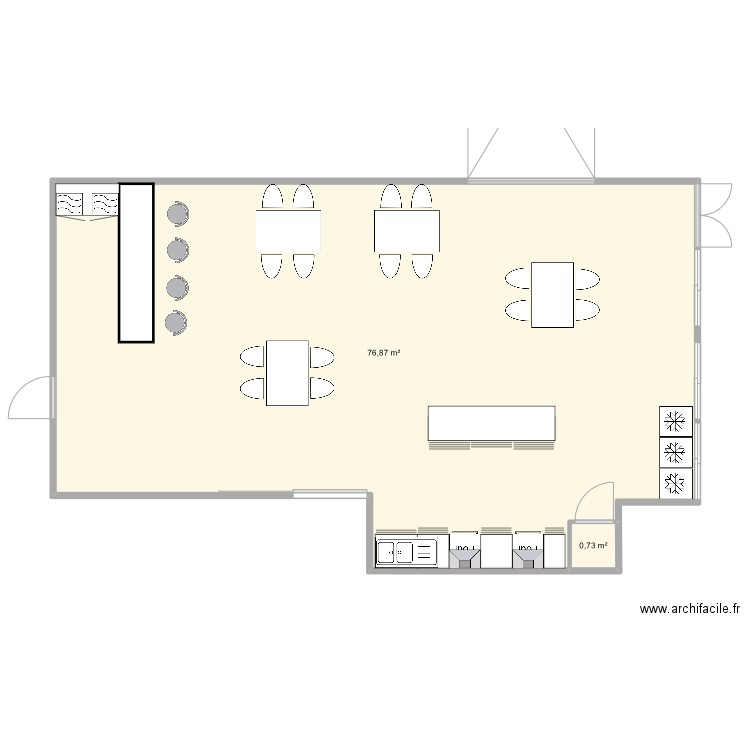 Jacky's. Plan de 2 pièces et 78 m2