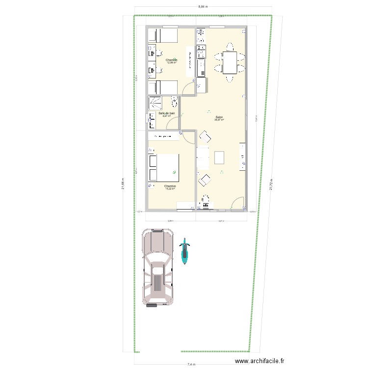 Maison Yleana v1.3. Plan de 4 pièces et 71 m2