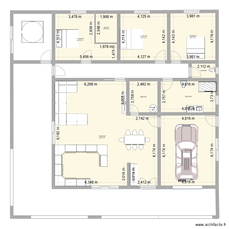 Joel. Plan de 9 pièces et 182 m2