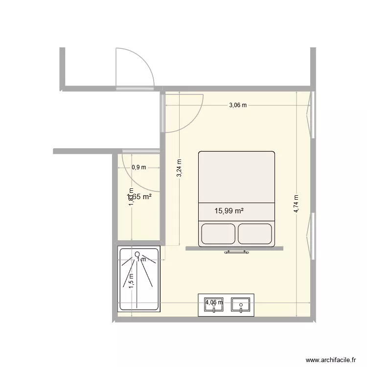 volet. Plan de 2  et 18 m²
