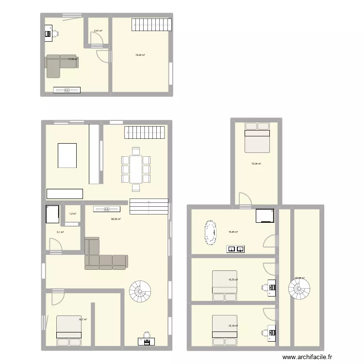 Maison Rouillas Bas. Plan de 12 et 233 m² Maison Rouillas Bas. Plan de 12 et 233 m²