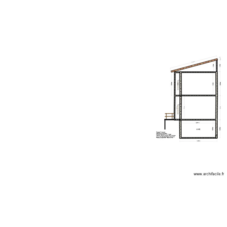 Plan de facade. Plan de 1 pièce et 9 m2