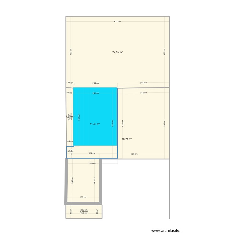 cour sud coté. Plan de 5 pièces et 61 m2