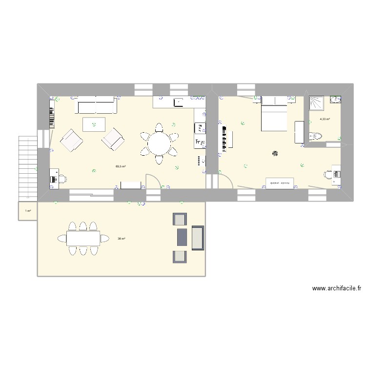 Longère Julie & Mathieu. Plan de 4 pièces et 111 m2
