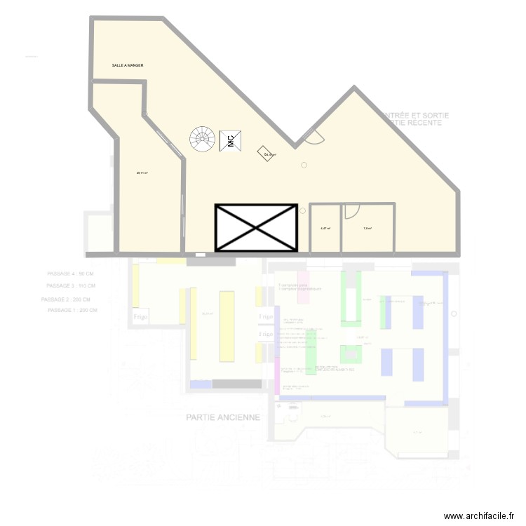 Plan appartement 4 + pharmacie. Plan de 4 pièces et 166 m2