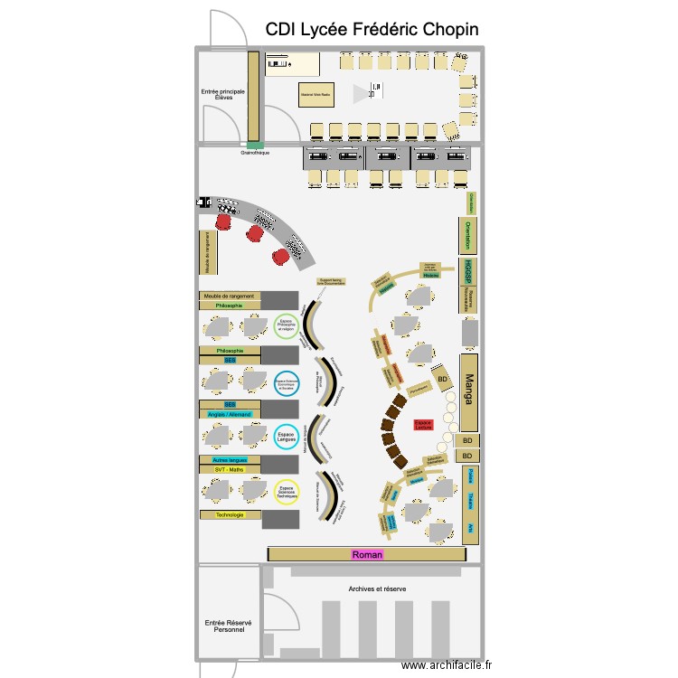 CDI Lycée Chopin. Plan de 5 pièces et 515 m2