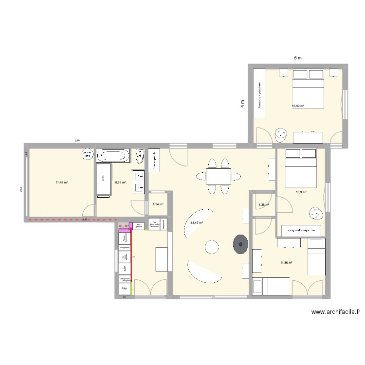 20/04 Margaux essai 3. Plan de 8 pièces et 106 m2
