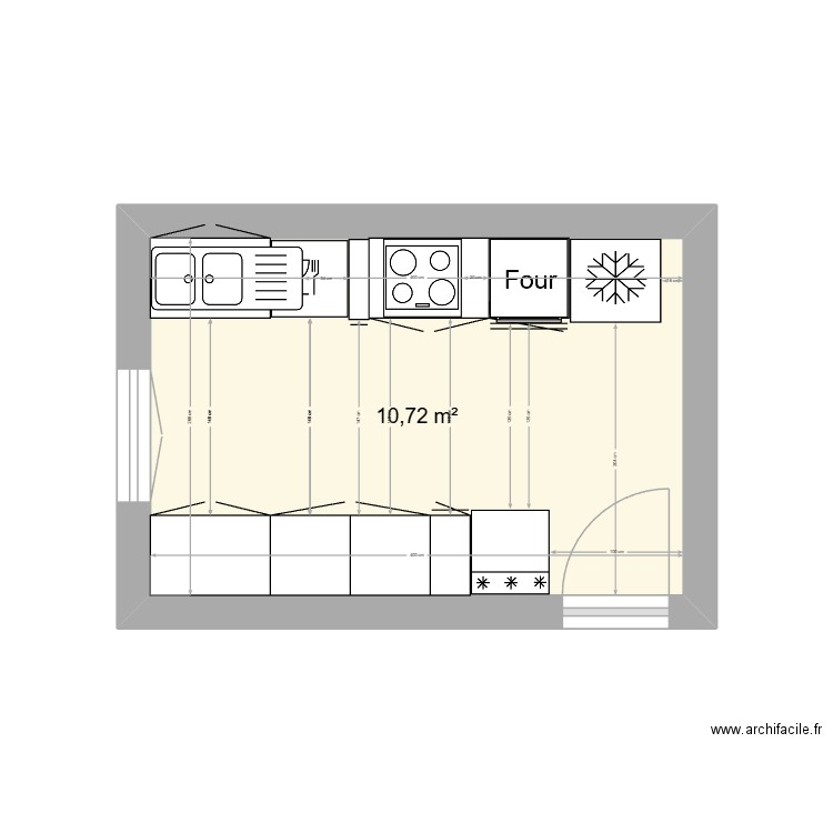 Cuisine Brières. Plan de 1 pièce et 11 m2