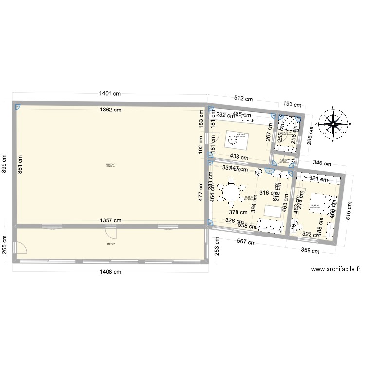 agrandissement. Plan de 7 pièces et 212 m2