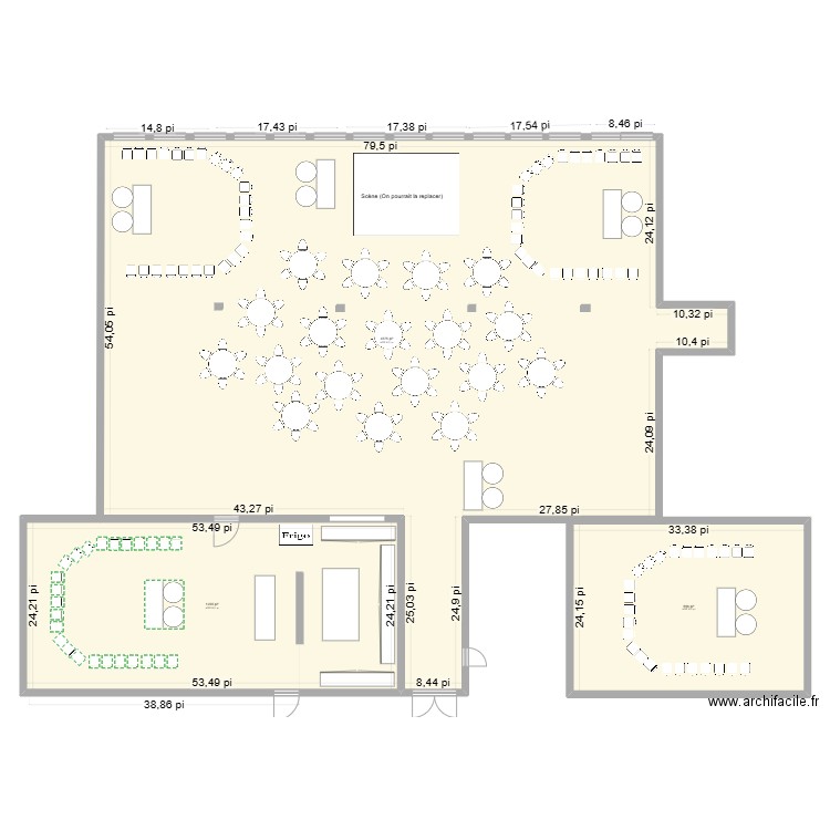 Salle Camp de formation. Plan de 3 pièces et 620 m2