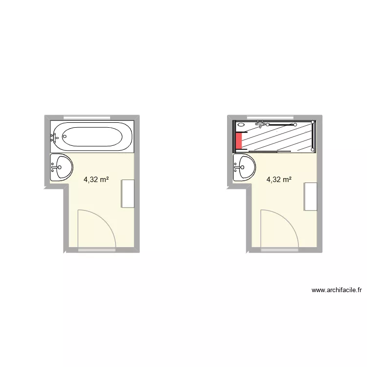 salle de bain Mme N had. Plan de 2 Pièces et 9 m² salle de bain Mme N had. Plan de 2 Pièces et 9 m²