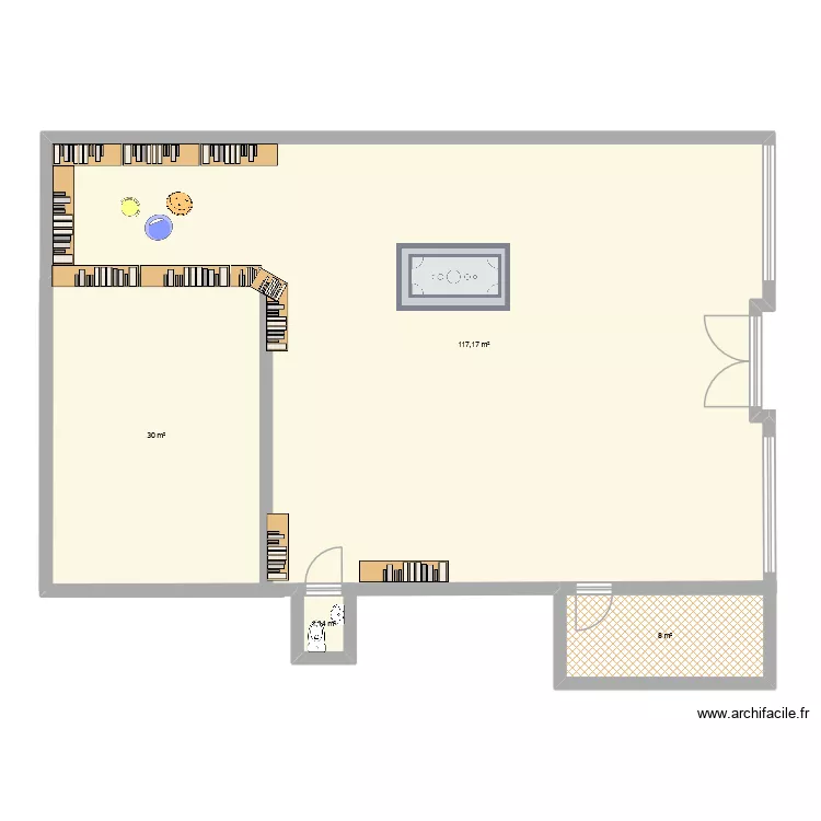 Libraire. Plan de 4 pièces et 156 m²