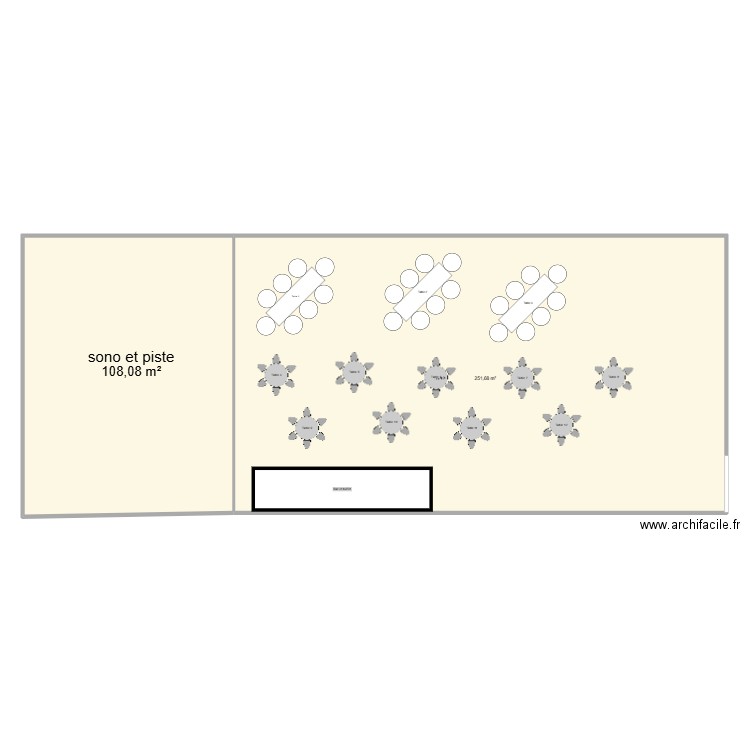 salle. Plan de 2 pièces et 360 m2