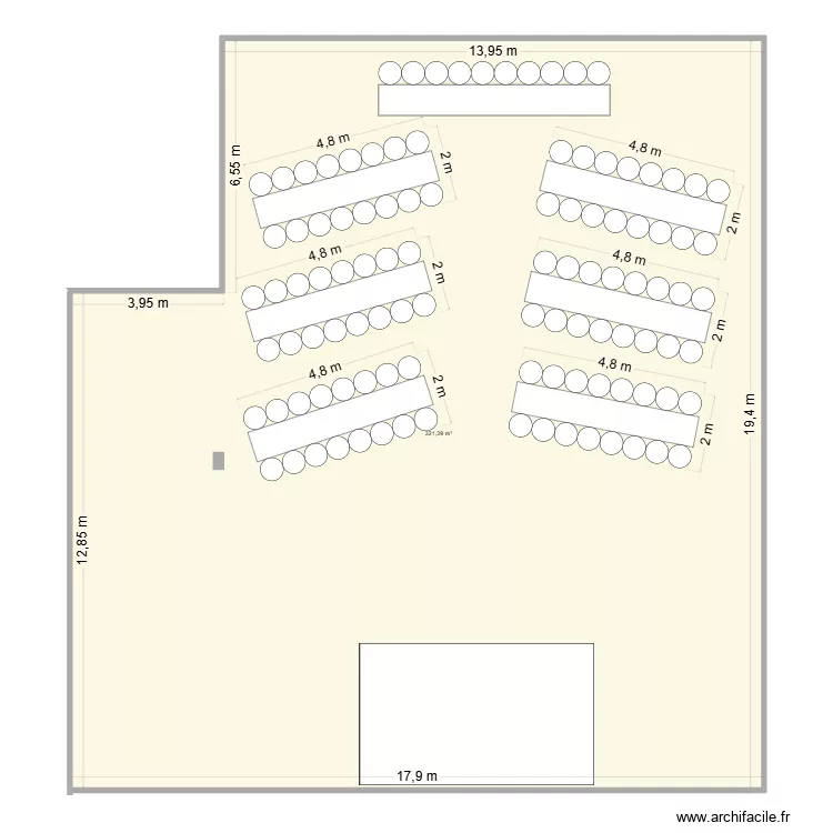 salle chamousset. Plan de 1  et 321 m²