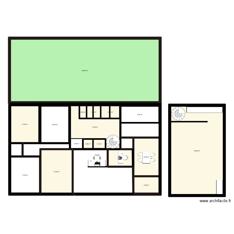 Spa . Plan de 17 pièces et 253 m2