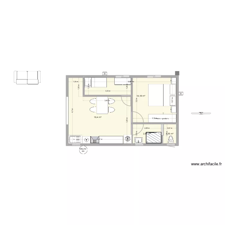 T2 LOC. Plan de 4 et 35 m² T2 LOC. Plan de 4 et 35 m²