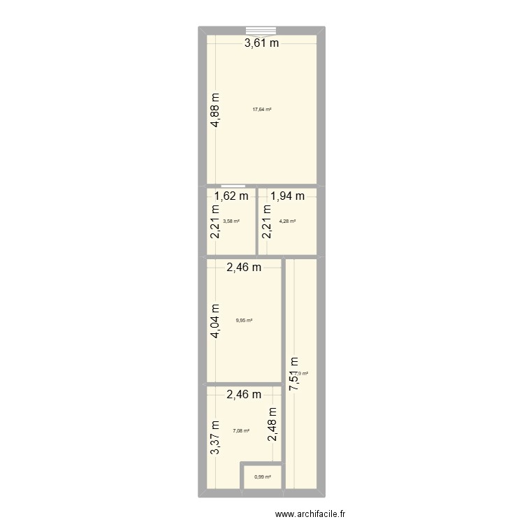 Appart. Plan de 7 pièces et 51 m2