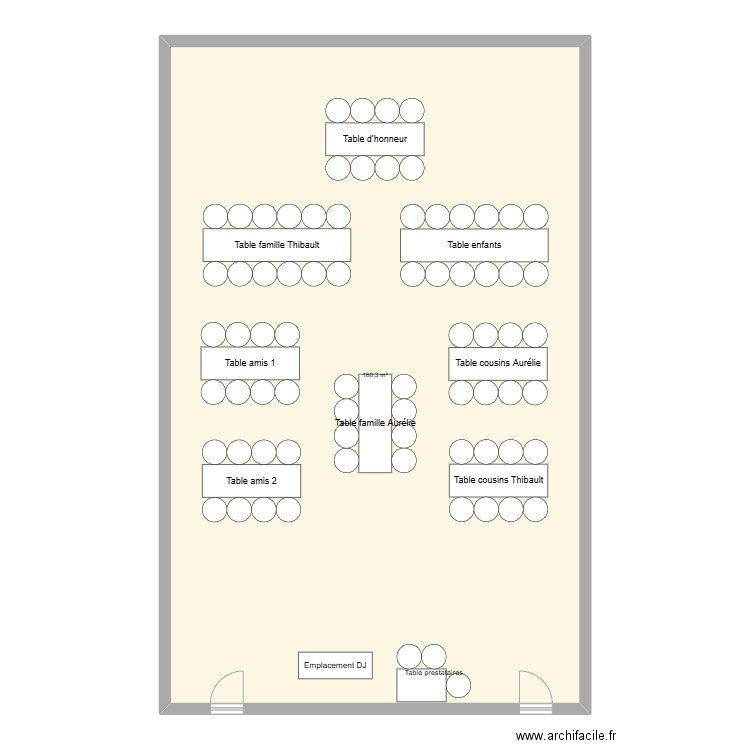 Plan de table Tronjoly. Plan de 1 pièce et 160 m2