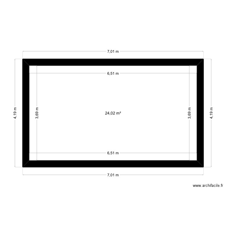 Salon/ salle à manger. Plan de 1 pièce et 24 m2