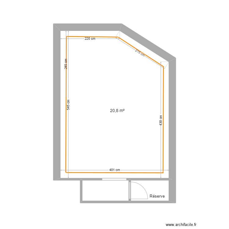 Local Marceau - R-1 CALEPINAGE. Plan de 3 pièces et 23 m2