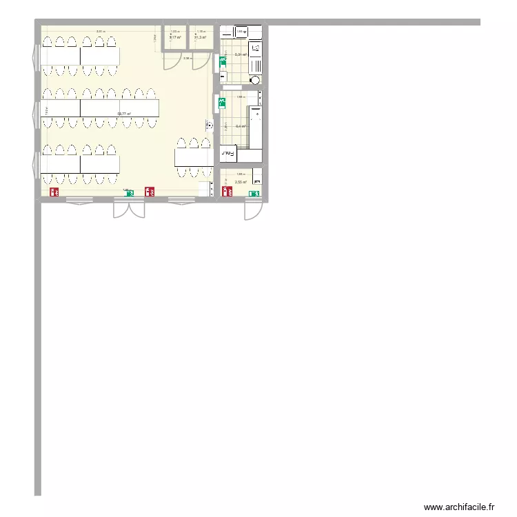 Restauration IJC. Plan de 6 pièces et 76 m²