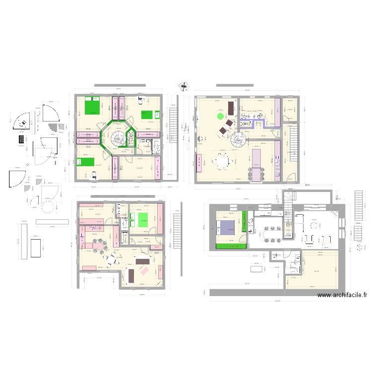 hexagone. Plan de 25 pièces et 276 m2