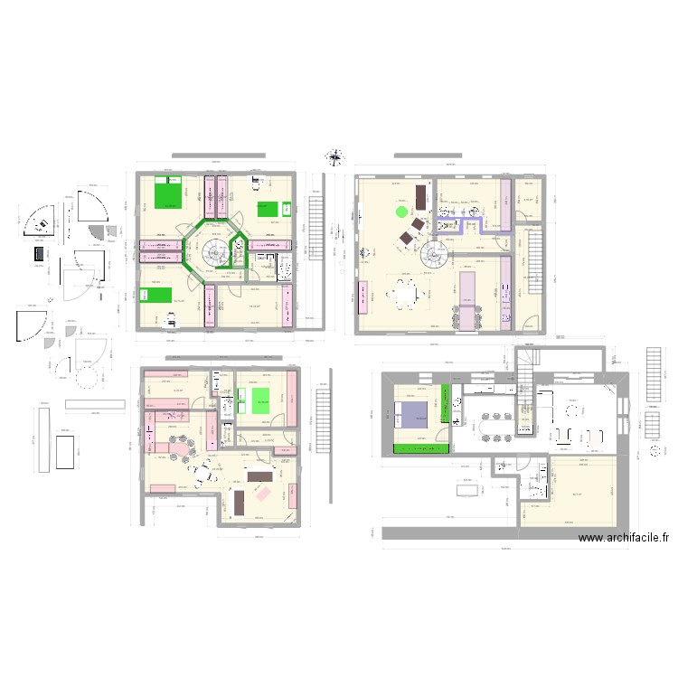 hexagone. Plan de 26 pièces et 312 m2