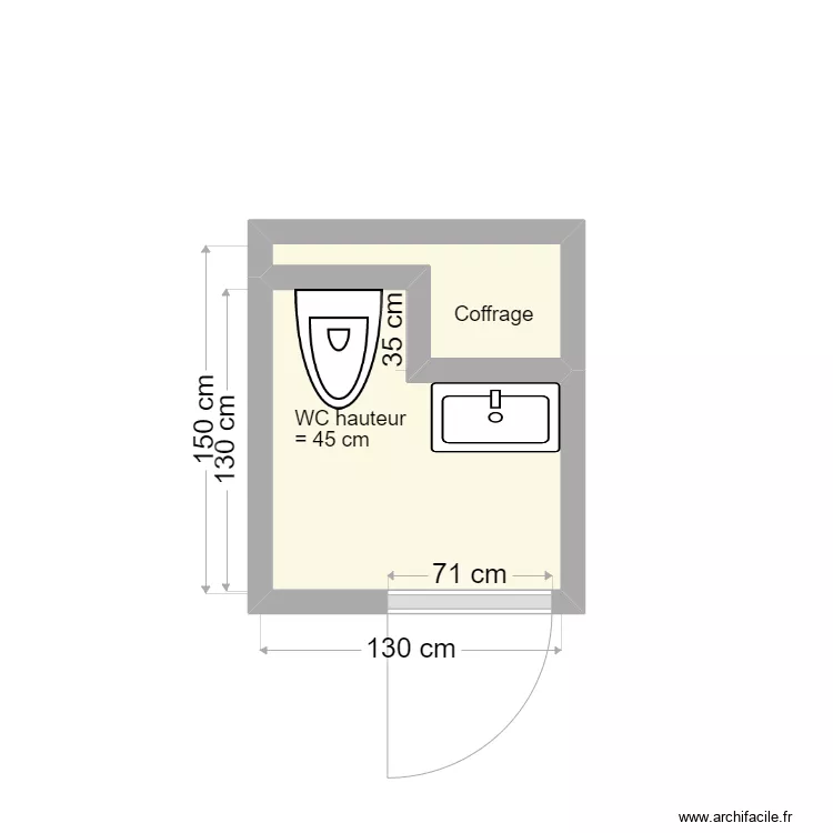 BAYRAM avant travaux. Plan de 2 pièces et 2 m²